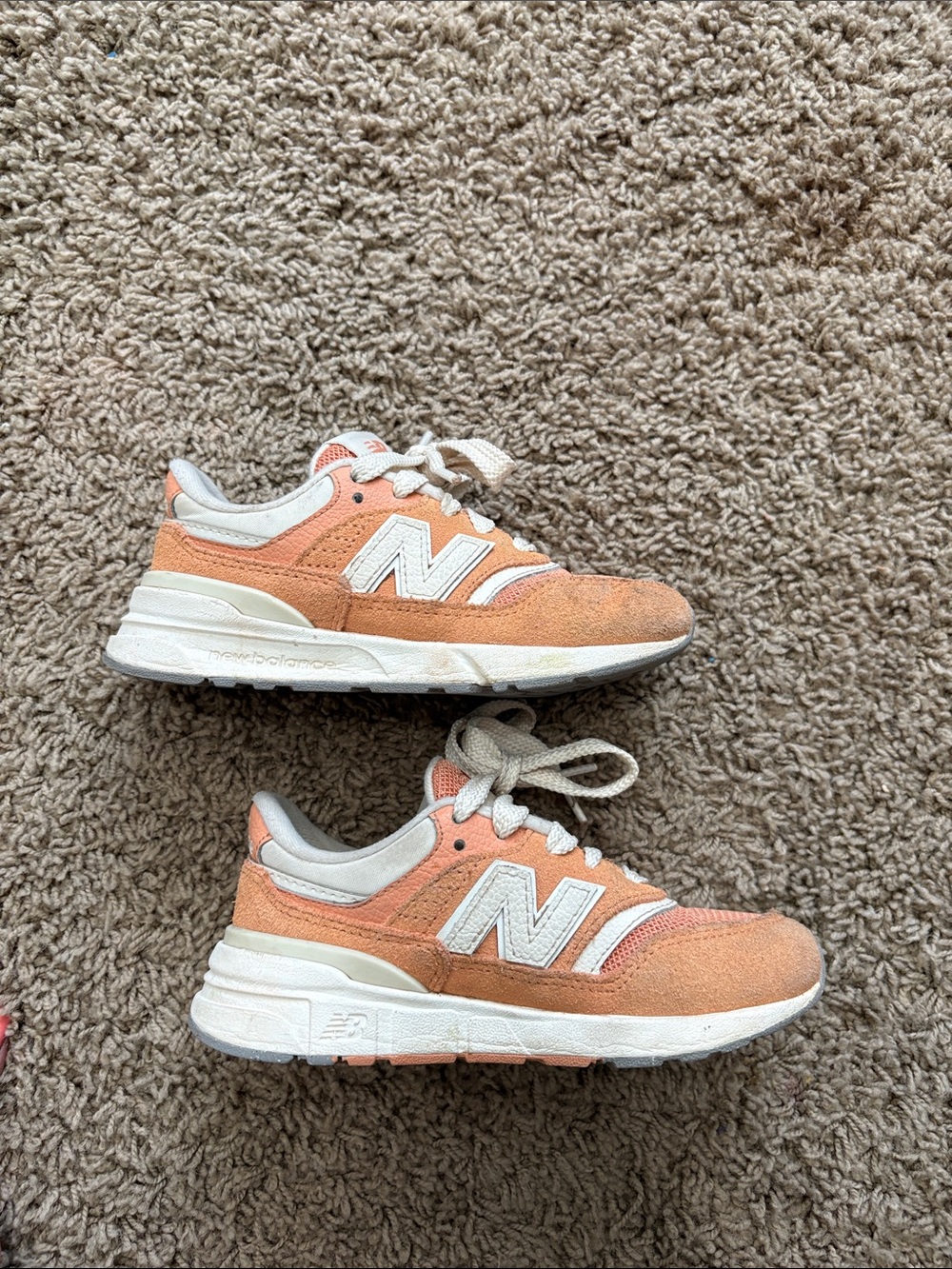 New Balance Kids Peach/White Suede & Mesh Sneakers - Picture 6 of 6